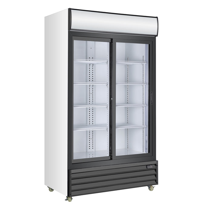 Double Door Display Beverage Cooler Merchandiser Refrigerator