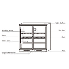 Load image into Gallery viewer, 36&quot; Sliding Double Glass Door Back Bar Beverage Refrigerator
