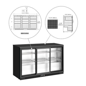 54" Sliding Triple Glass Door Back Bar Drinks Cooler