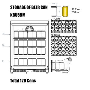 24" Under Counter Beer Cooler Drinks With Heating Glass Door