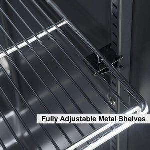 Fully adjustable chromed metal shelves for beer